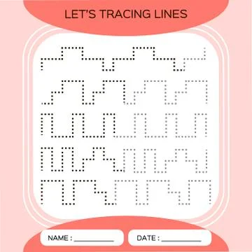 Tracing Lines Activity For Early Years. Preschool worksheet for practicing fine Stock Illustration