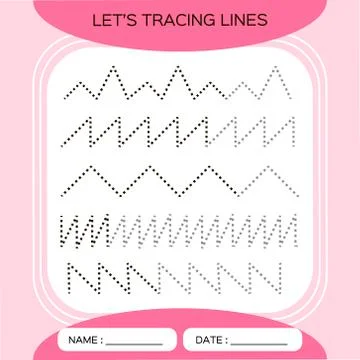 Tracing Lines Activity For Early Years. Preschool worksheet for practicing fine Stock Illustration