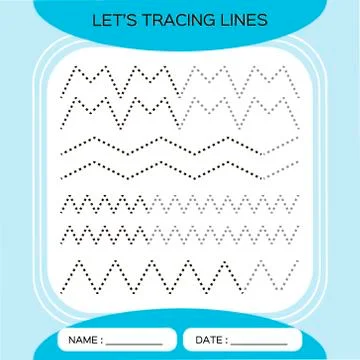 Tracing Lines Activity For Early Years. Preschool worksheet for practicing fine Stock Illustration