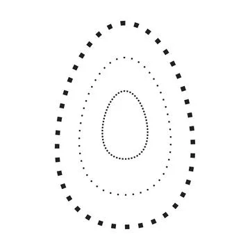 Tracing oval shape symbol, dashed and dotted broken line element for preschool Stock Illustration