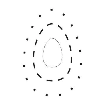 Tracing oval shape symbol, dashed and dotted broken line element for preschool Stock Illustration