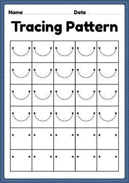Tracing pattern curve lines worksheet for kindergarten, preschool and Montess Stock Illustration