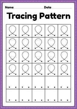 Tracing pattern loop lines worksheet for kindergarten, preschool and Montessori Stock Illustration