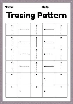 Tracing pattern standing and sleeping lines worksheet for kindergarten Stock Illustration