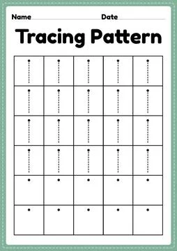 Tracing pattern standing lines worksheet for kindergarten, preschool Stock Illustration