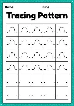Tracing pattern wave lines worksheet for kindergarten, preschool and Montessori Stock Illustration