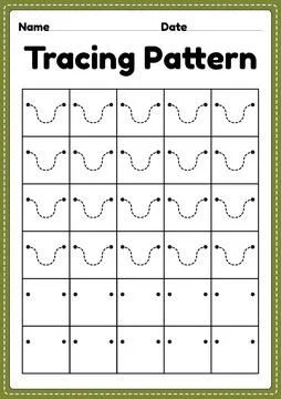 Tracing pattern wave lines worksheet for kindergarten, preschool and Montessori Stock Illustration