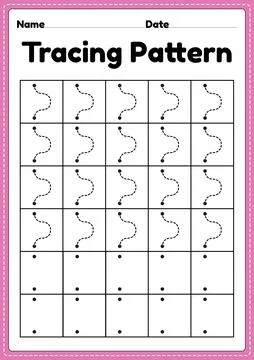 Tracing pattern wave lines worksheet for kindergarten, preschool and Montessori Stock Illustration