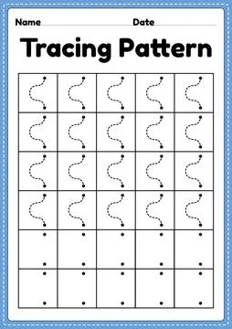 Tracing pattern wave lines worksheet for kindergarten, preschool and Montessori Stock Illustration