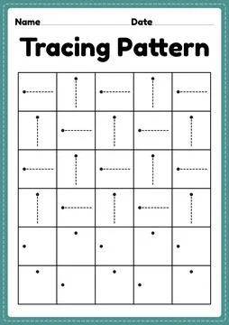 Tracing pattern worksheet sleeping and standing lines for kindergarten Stock Illustration
