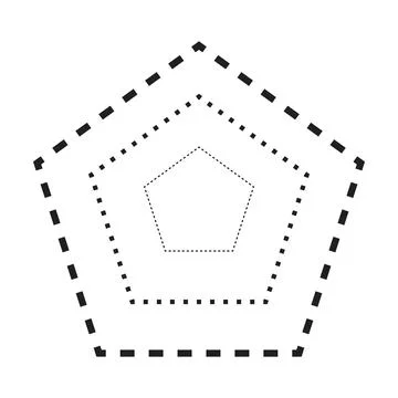 Tracing pentagon shape symbol, dashed and dotted broken line element Stock Illustration