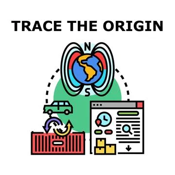 Tracing product origin global supply chain concept Stock Illustration