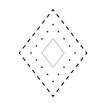 Tracing rhombus shape symbol, dashed and dotted broken line element  Stock Illustration