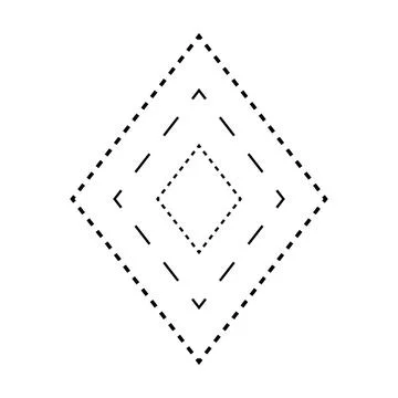 Tracing rhombus shape symbol, dashed and dotted broken line element  Stock Illustration