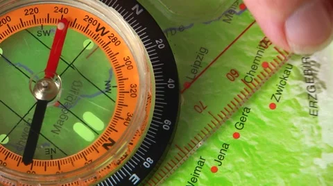 Tracing a route with compass Video stock 60043467