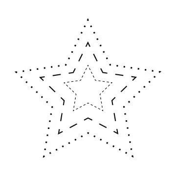 Tracing star shape broken line element for preschool, kindergarten  Stock Illustration