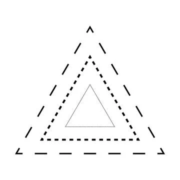 Tracing triangle shape broken line element for preschool, kindergarten Stock Illustration