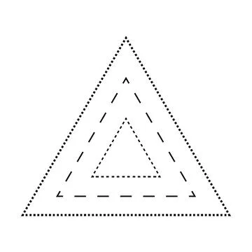 Tracing triangle shape broken line element for preschool, kindergarten Stock Illustration