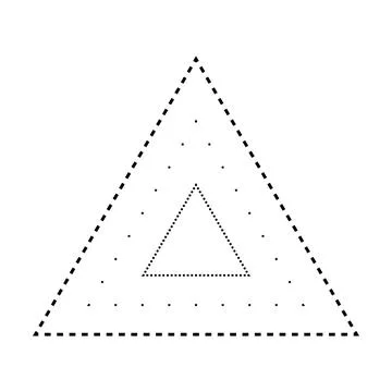 Tracing triangle shape broken line element for preschool, kindergarten Stock Illustration