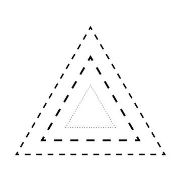 Tracing triangle shape broken line element for preschool, kindergarten and Mo Stock Illustration
