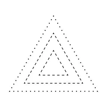 Tracing triangle shape broken line element for preschool, kindergarten and Mo Stock Illustration