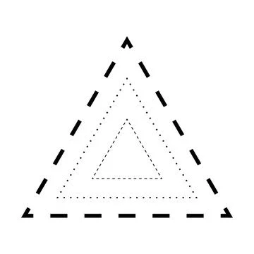 Tracing triangle shape broken line element for preschool, kindergarten Stock Illustration