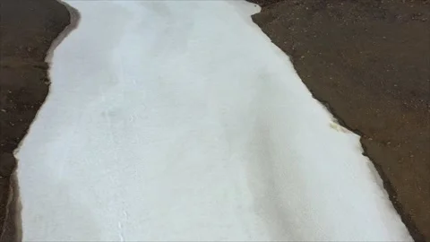 Tracing what thin ice is left of extinct Iceland glacier Okjokull, path Stock Footage 233965380