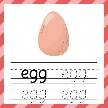 Tracing worksheet with the word - Egg. Learning material or flashcard for kids Stock Illustration