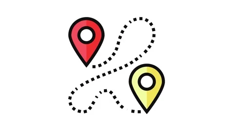 Track airplane pointer map color icon animation Stock Footage 326104758