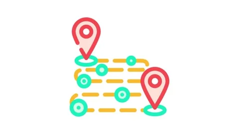 Track airplane pointer map color icon animation Video stock 327265807