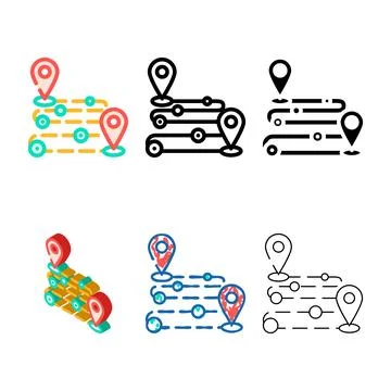 Track airplane pointer map color icon vector diversity Stock Illustration