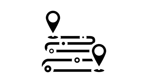 Track airplane pointer map glyph icon animation Video stock 326742067