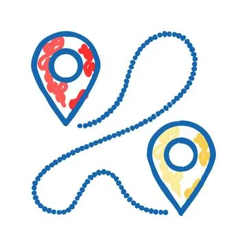 Track airplane pointer map icon doodle illustration Illustrazione stock