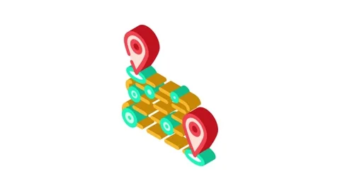 Track airplane pointer map isometric icon animation Video stock 327288464