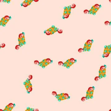 Track airplane pointer map isometric icon seamless pattern 库存插图