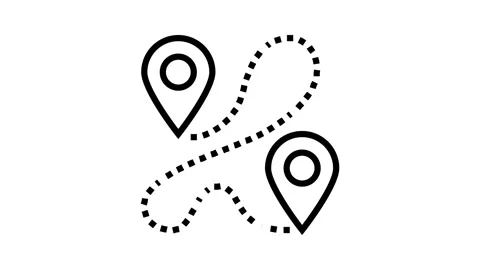 Track airplane pointer map line icon animation Video stock 326130963