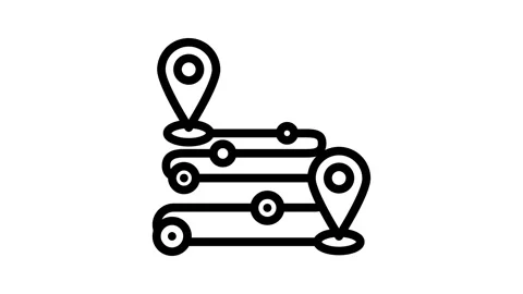 Track airplane pointer map line icon animation Video stock 326758821