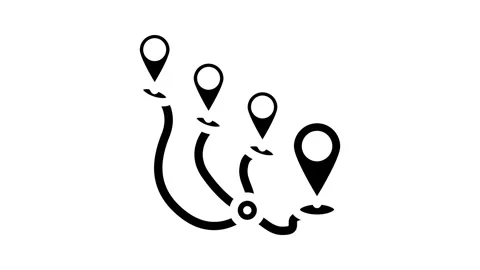Track airplane pointer place glyph icon animation Video stock 326742066