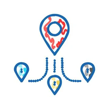 Track airplane pointer place icon doodle illustration Illustrazione stock