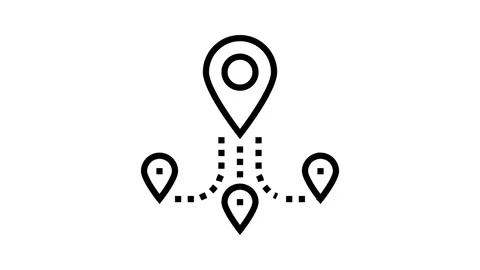 Track airplane pointer place line icon animation Video stock 326130962