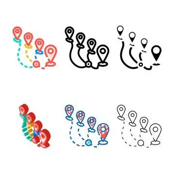 Track airplane pointer variety place color icon vector Stock Illustration