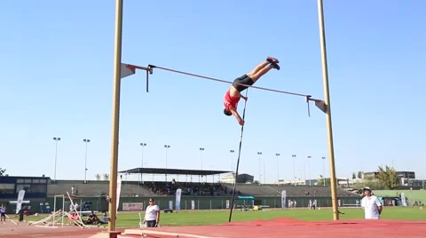 Track And Field Athlete Doing Pole Vault Stock Footage 54821767