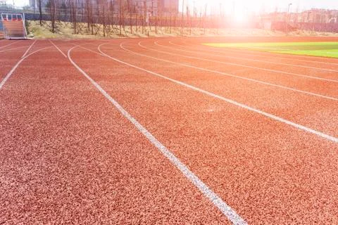 Track and field red plastic runway Фото
