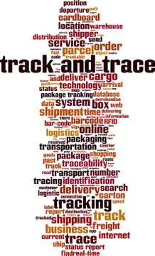 Track and trace word cloud Illustrazione stock
