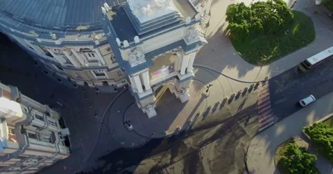 Track around the facade of the Odessa Opera House Stock Footage 65829811