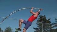 Track Athlete Doing Pole Vault In Super Slow Motion, Shot On Phantom Flex 4K Stock Footage