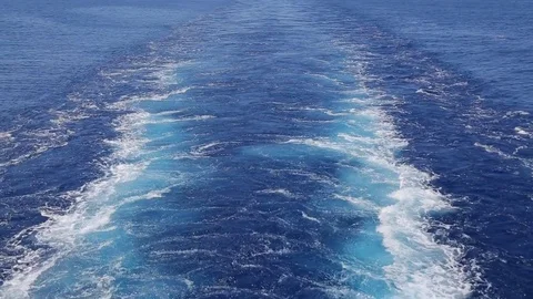 Track of the cargo ship on the sea water surface. Stock Footage 70975079