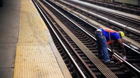 Track Construction on Subway in NYC 動画素材 29597584