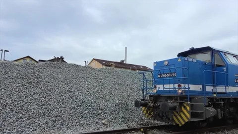 Track construction work on the railway line, track - ballast cleaning Stock Footage 305320145