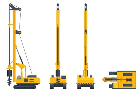 Track Drilling Machine. Drilling Tractor Working in the Mine. View front, rear Stock Illustration